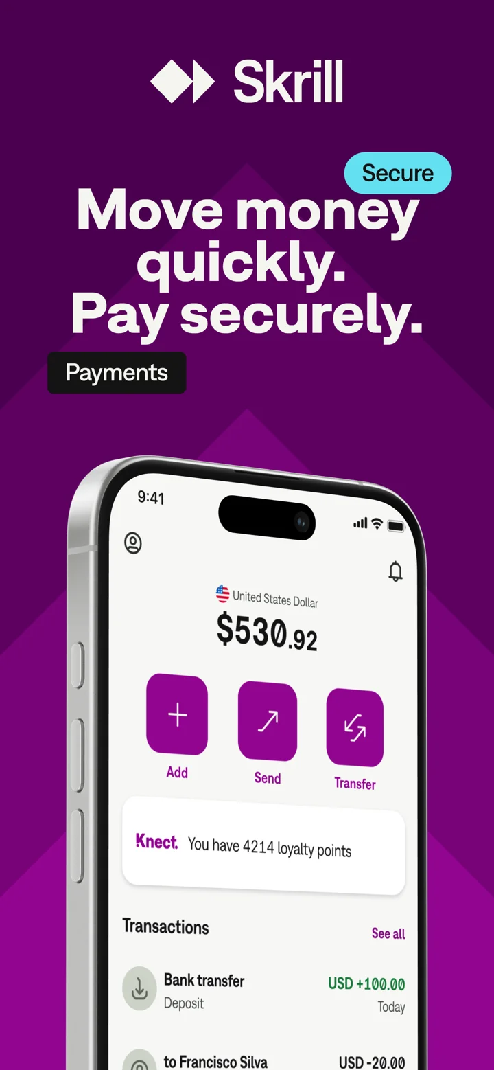 Skrill - Pay & Transfer Money 软件截图