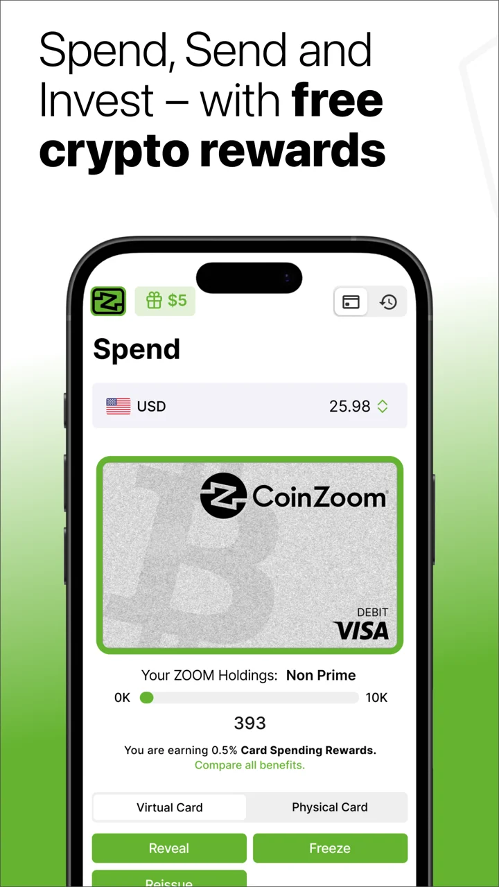 CoinZoom Buy, Spend, Send BTC 软件截图