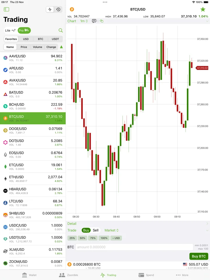 CoinZoom Buy, Spend, Send BTC 软件截图