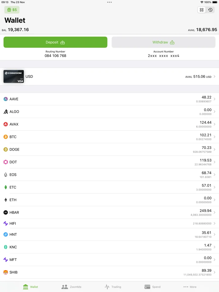 CoinZoom Buy, Spend, Send BTC 软件截图