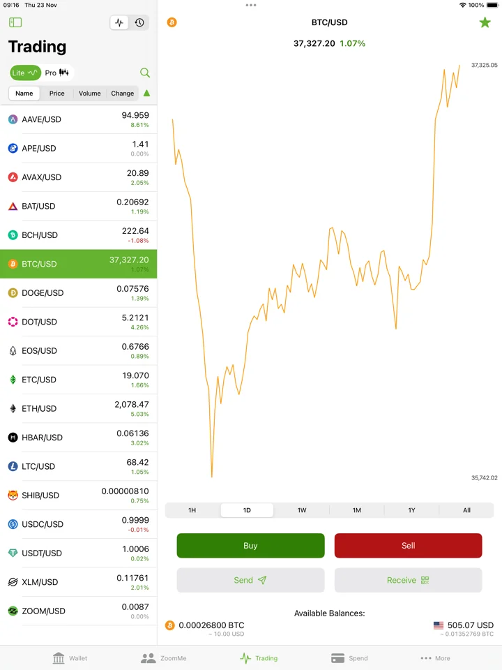 CoinZoom Buy, Spend, Send BTC 软件截图