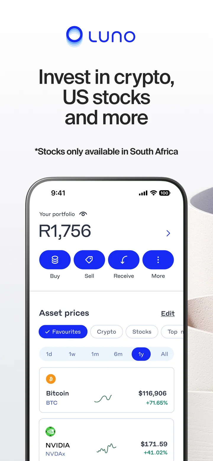 Luno: Buy Crypto and US Stocks 软件截图
