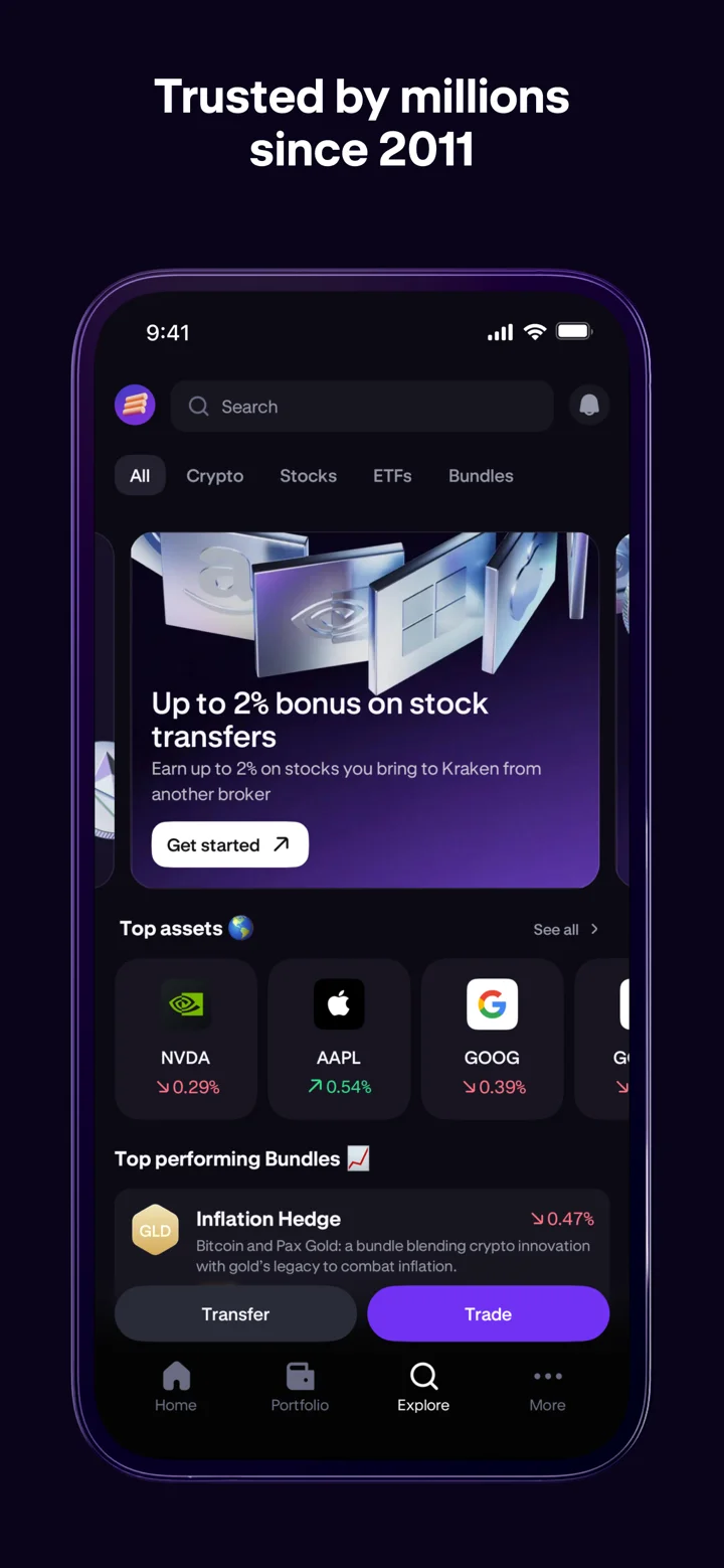 Kraken: Buy Crypto & Stocks 软件截图