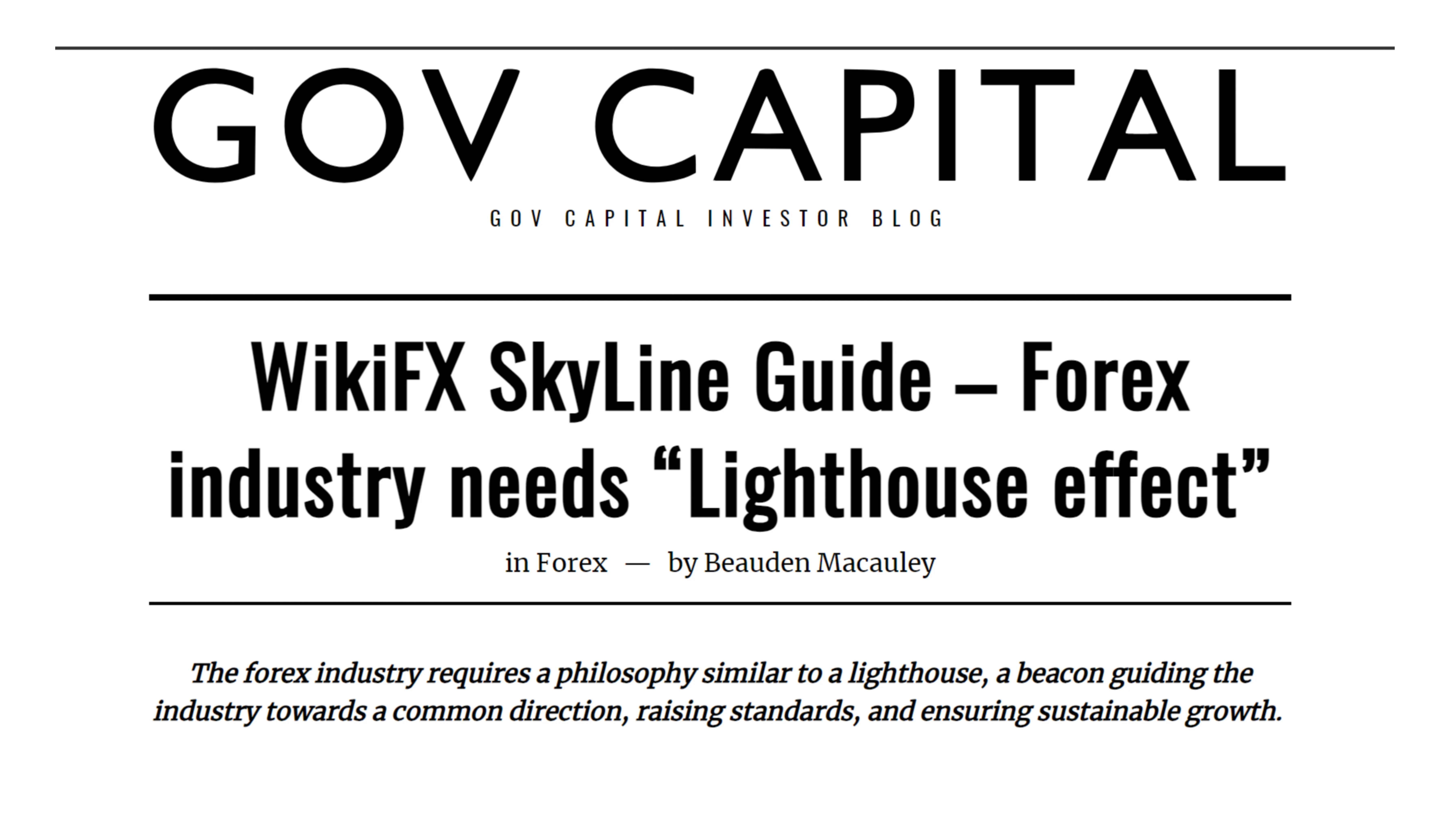 WikiFX SkyLine Guide – Forex industry needs “Lighthouse effect”