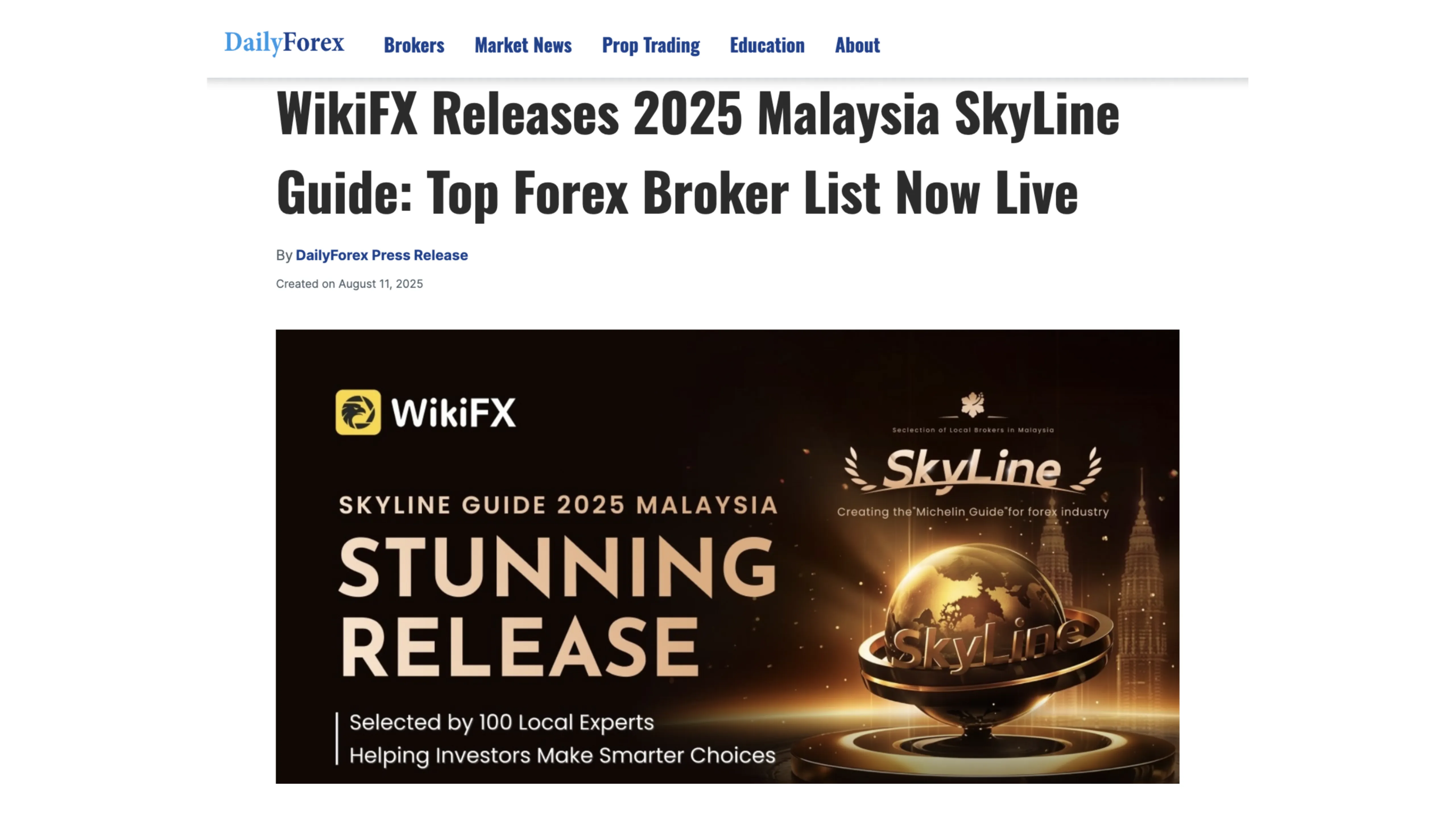 WikiFX Releases 2025 Malaysia SkyLine Guide: Top Forex Broker List Now Live