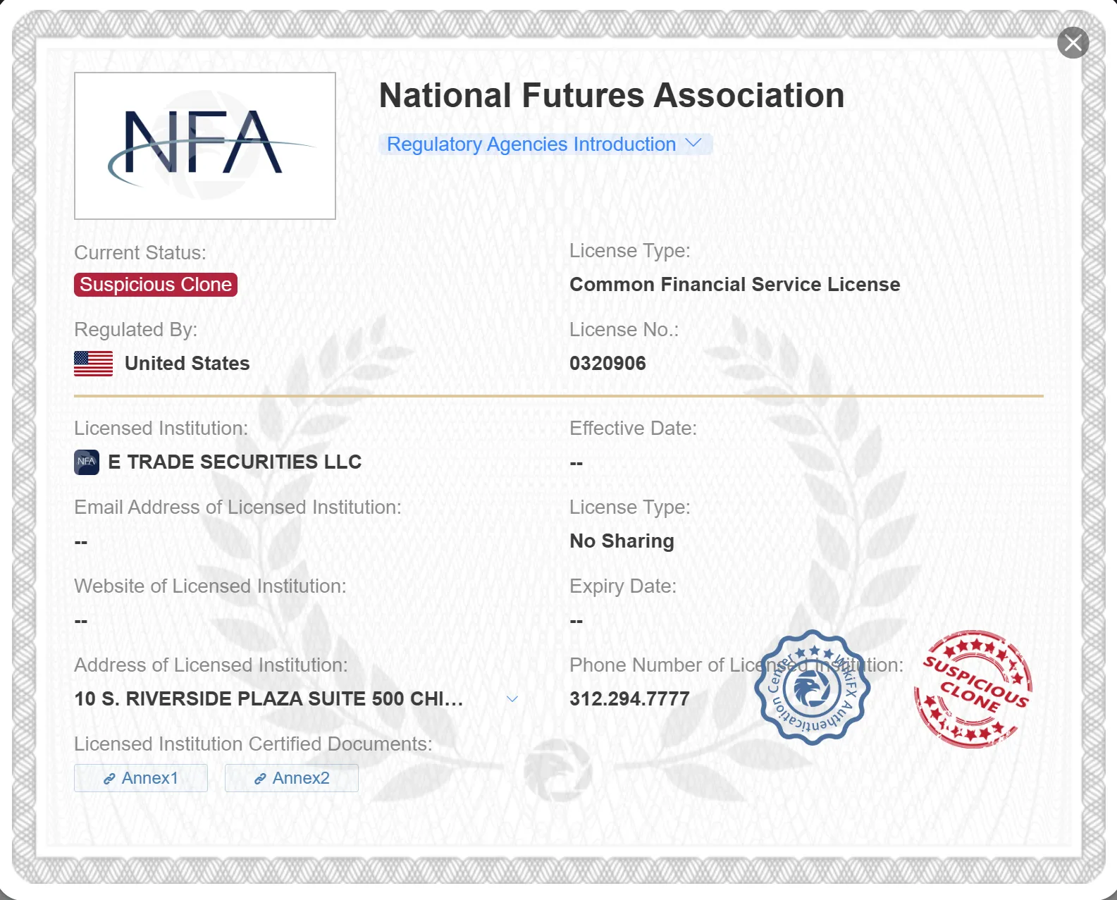 Suspicious Clone NFA License