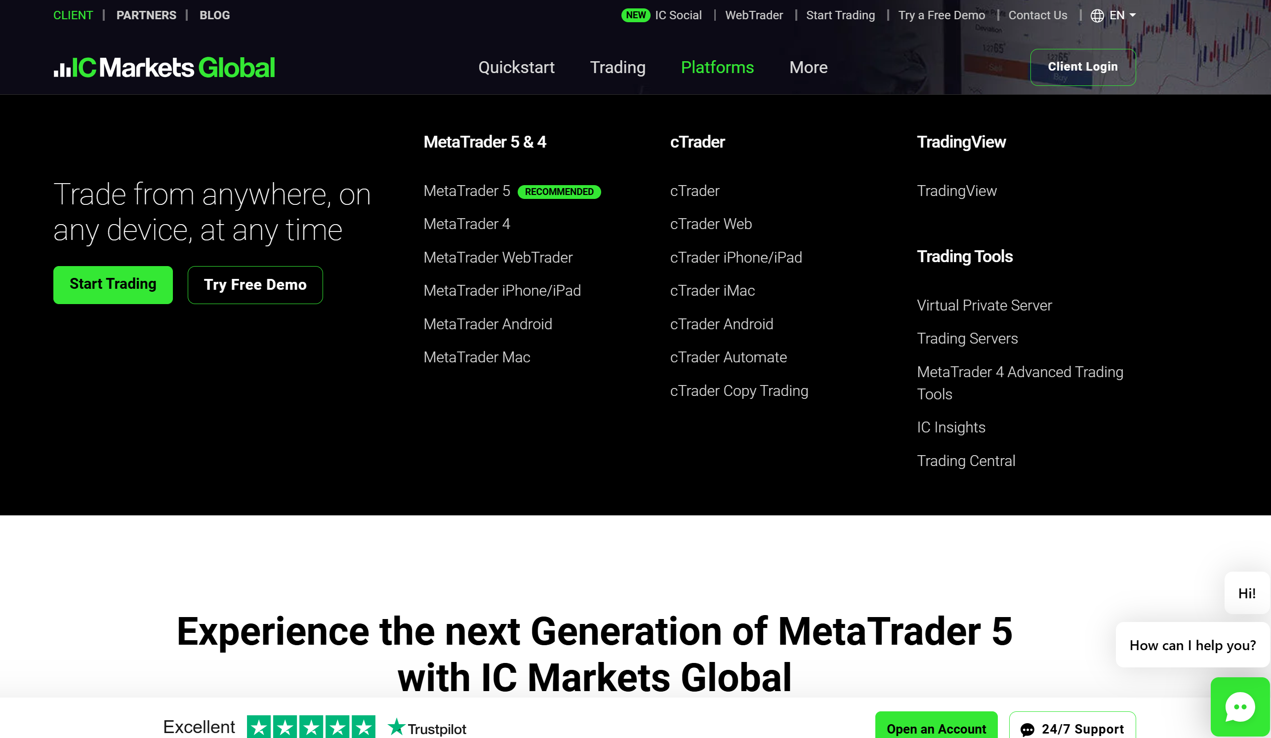 IC Markets Global trading software
