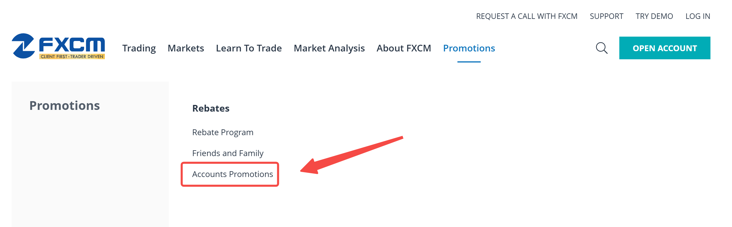 Click the 'Accounts Promotions'