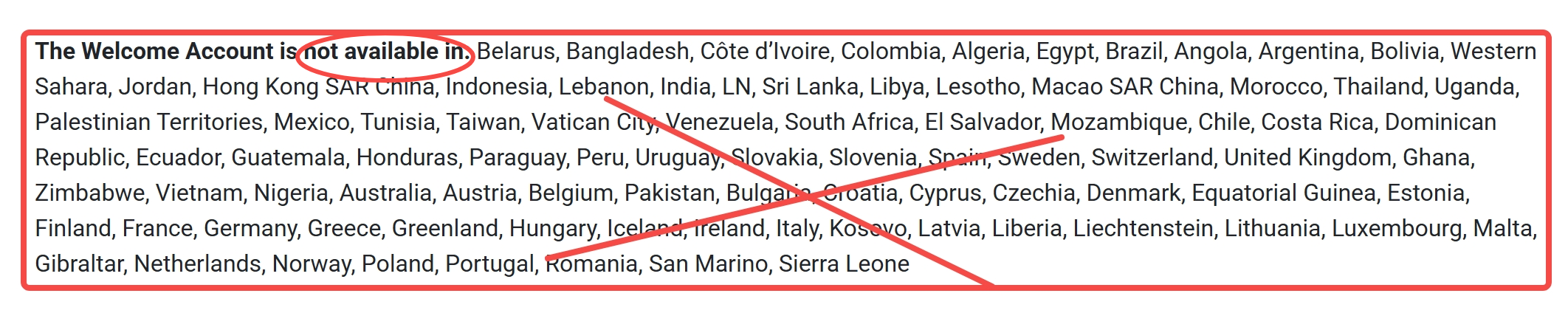 Tickmill welcome account is not available in these countries
