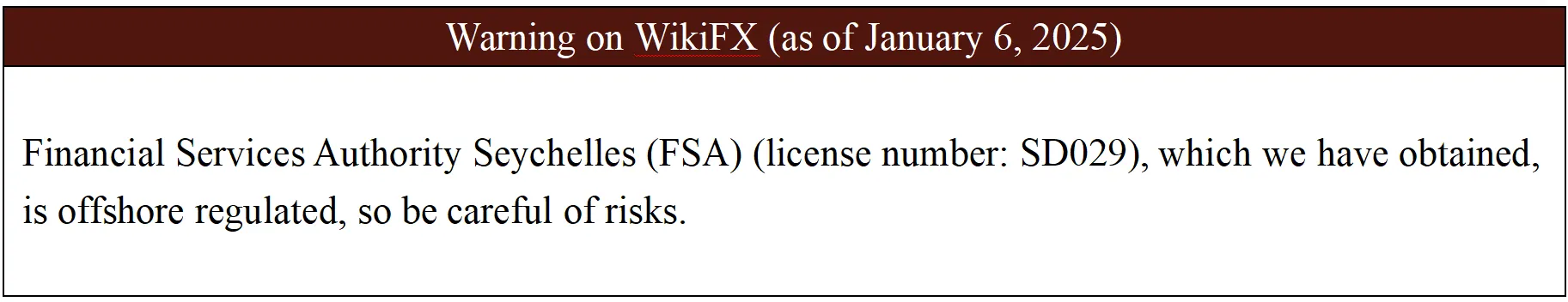 Warning on WikiFX
